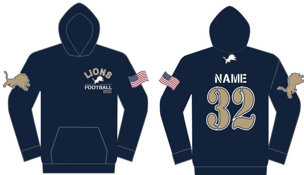 Picture of 2023 Custom Lions  Football Hoodie Performance