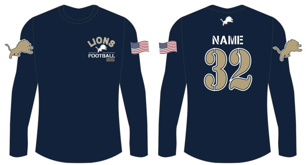 Picture of 2023 Custom Lions Navy Long Sleeve Performance Shirt